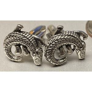 Curled Alligator Cufflinks .925 Sterling Silver by LETYG